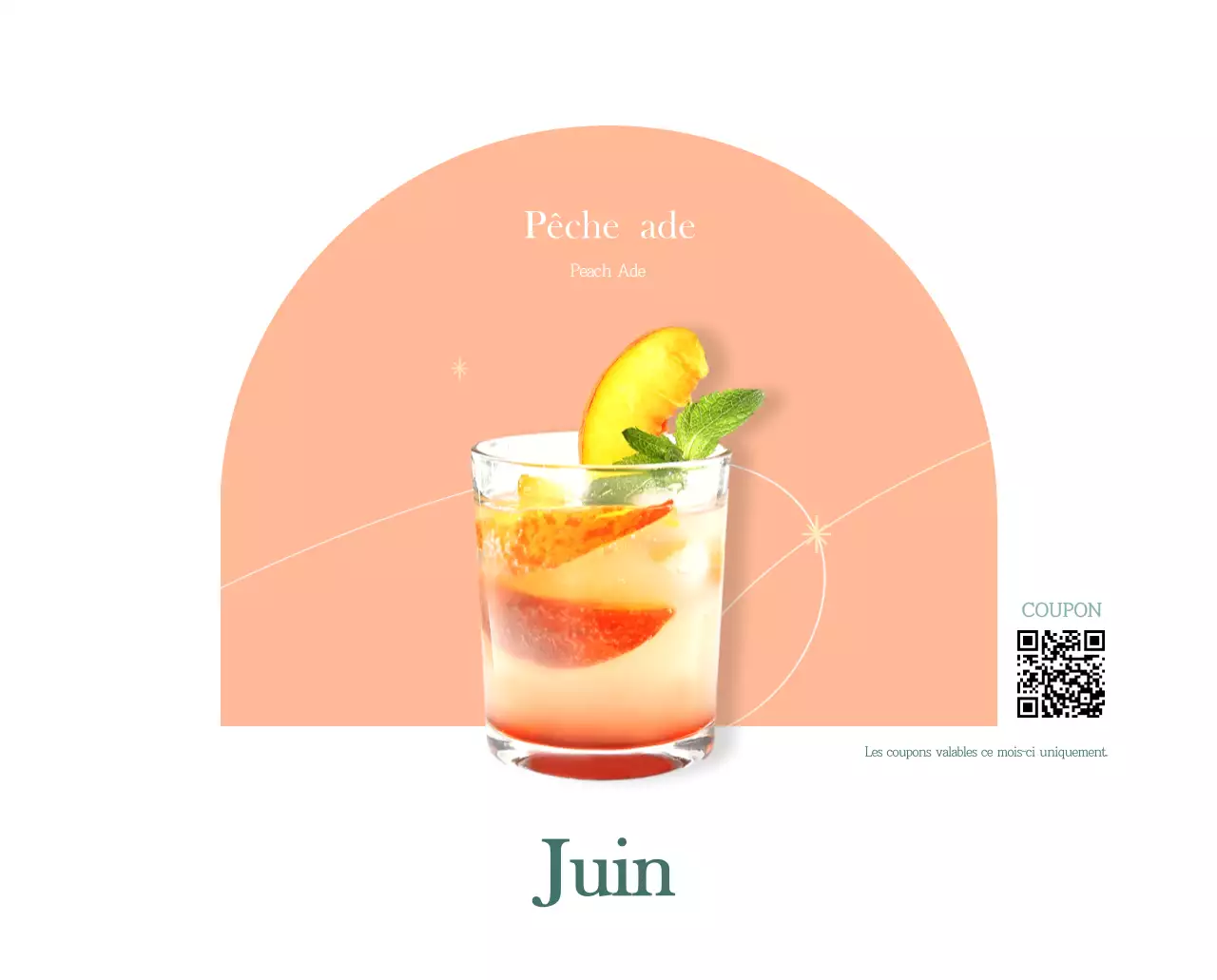 Un calendrier moderne pour les cafés avec des recommandations sur la boisson du mois.