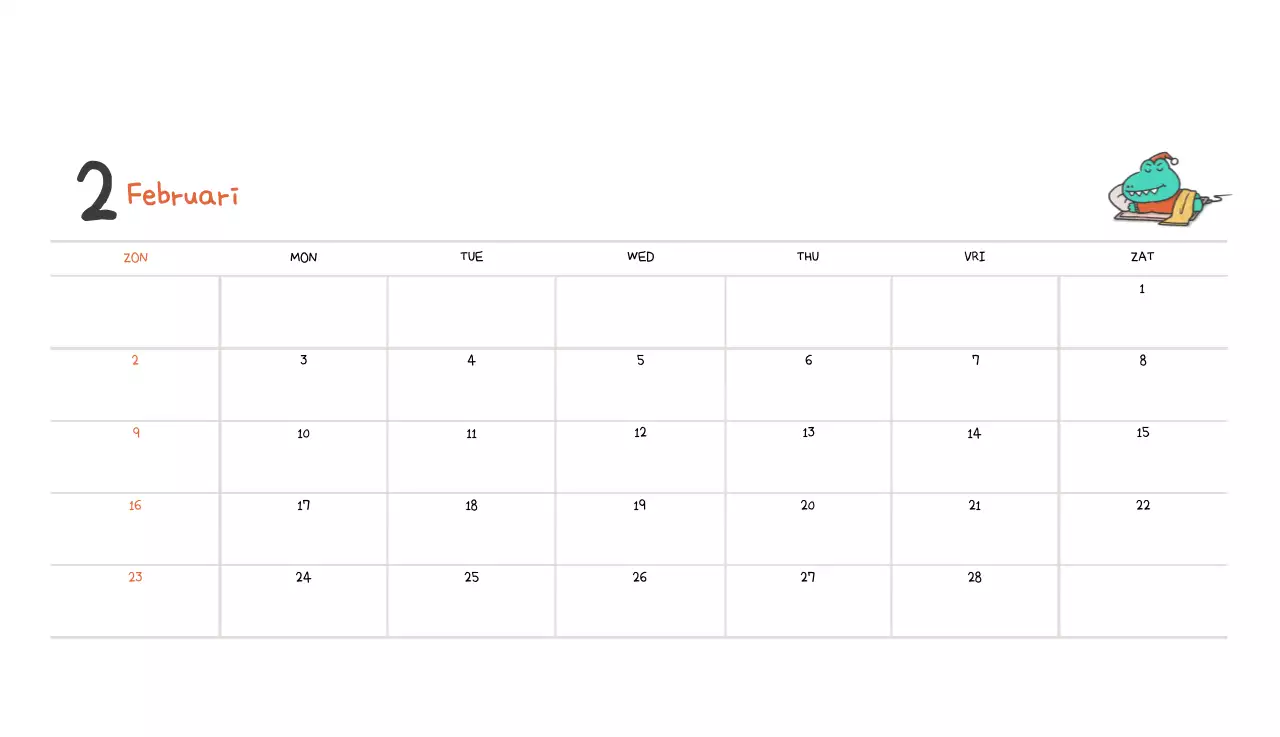 Een kalender met een schattig Ago-illustratieconcept