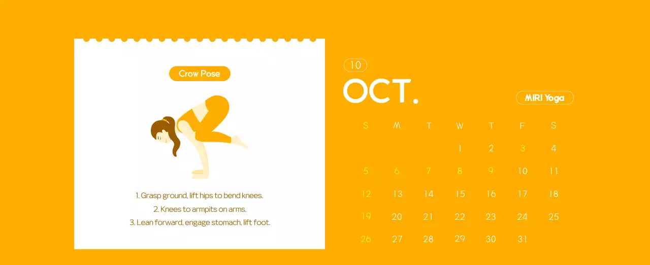 Orange Minimalist Yoga Promotional Calendar