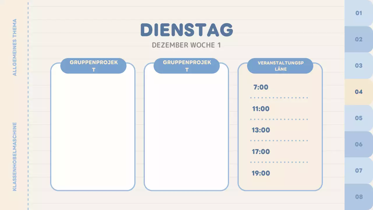 blauer einfarbiger Klassenplaner
