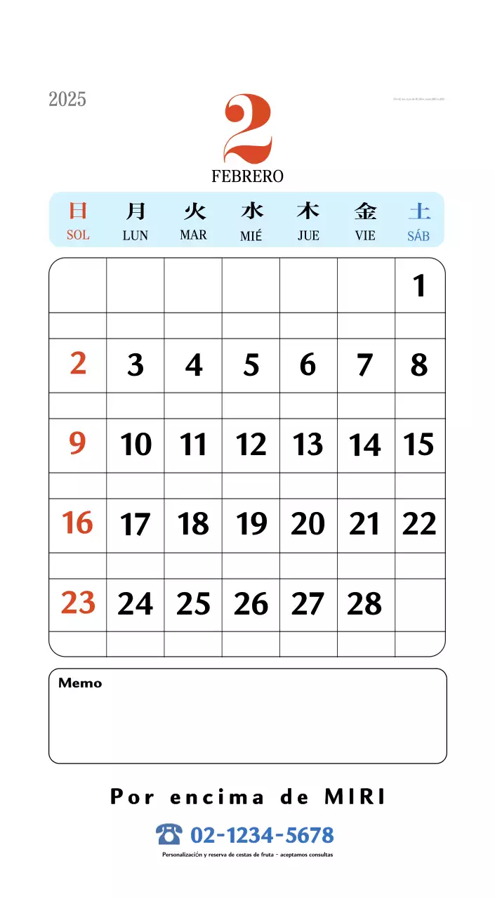 Calendario retro concept memory en rojo