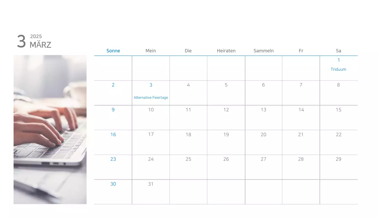 Blauer moderner Kalender Kalender