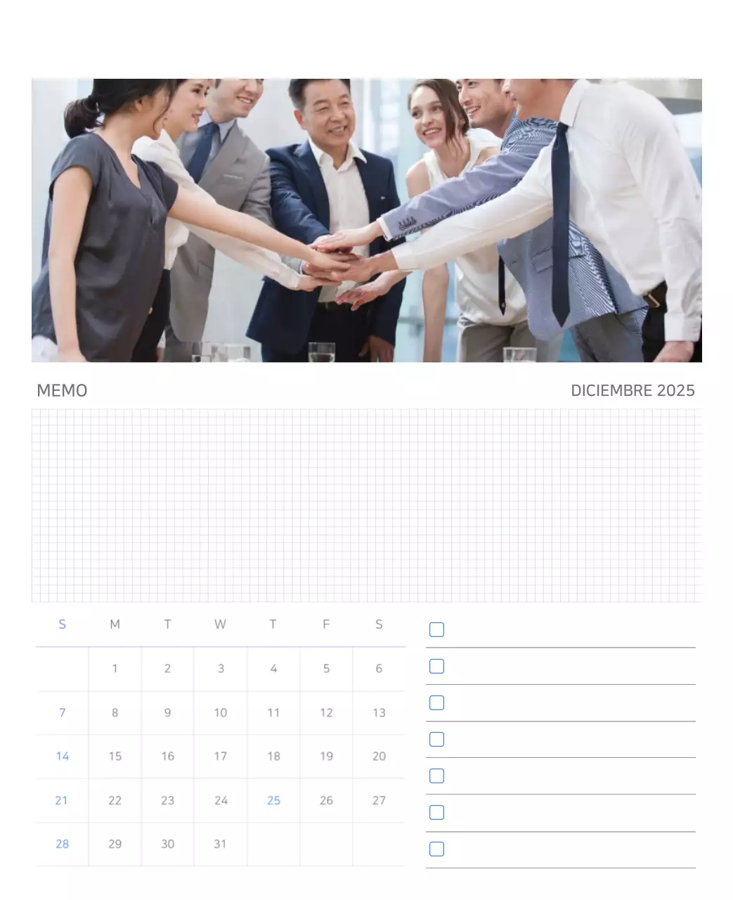 Calendario moderno azul