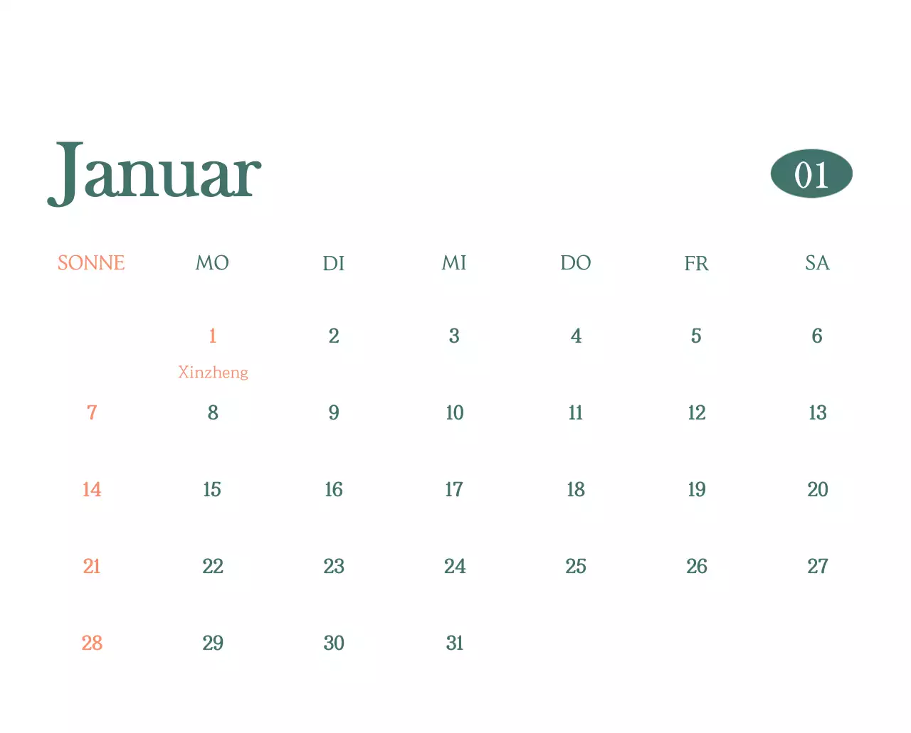 Ein moderner Café-Kalender mit Empfehlungen für das Getränk des Monats