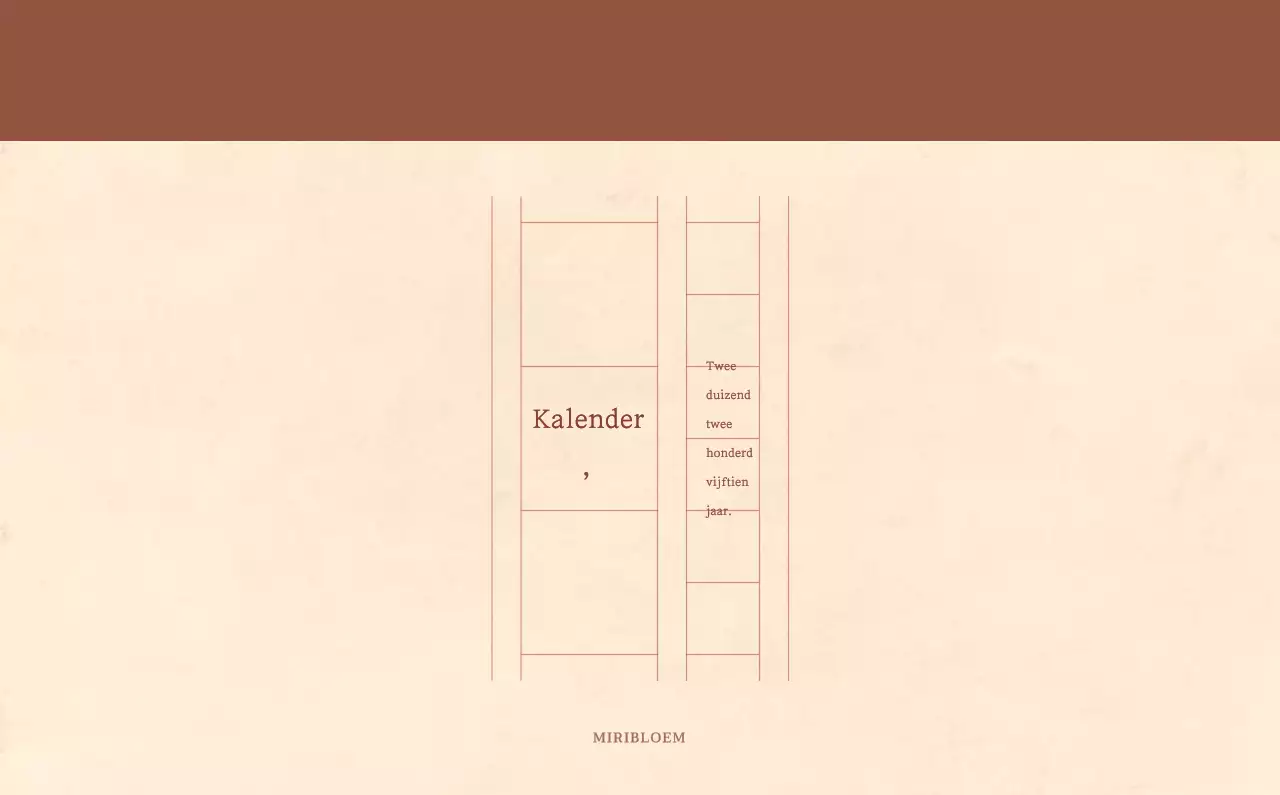 Een sentimentele bloemenkalender in lichtbruin en bruin wollen papierconcept