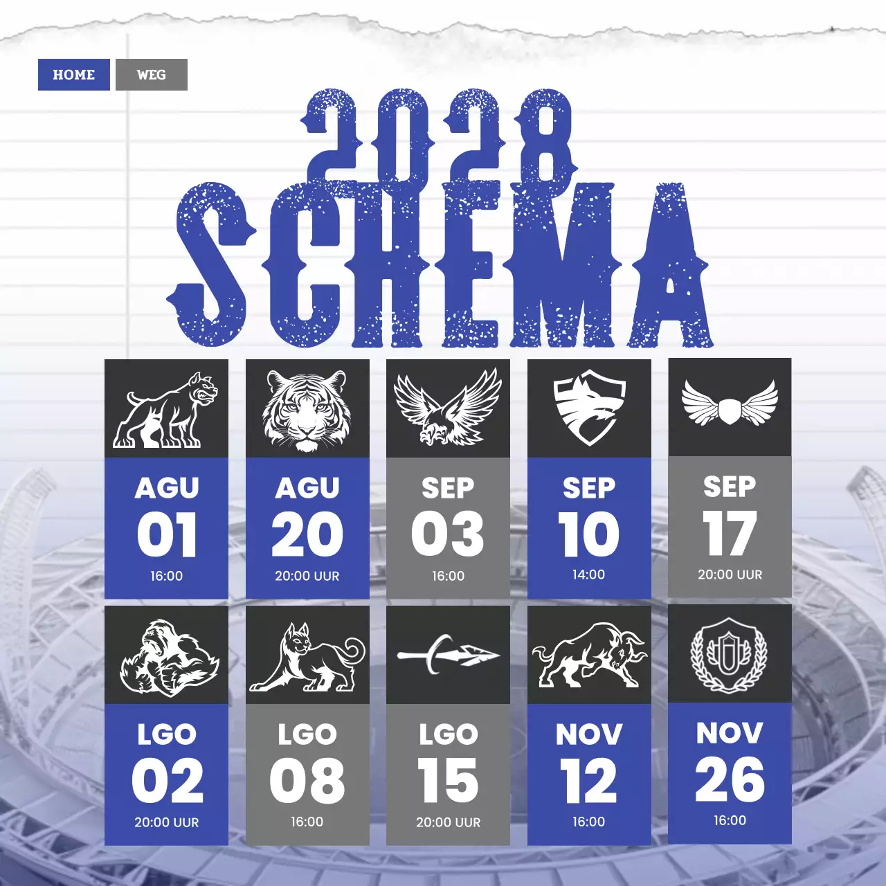 blauwe moderne sportkalender