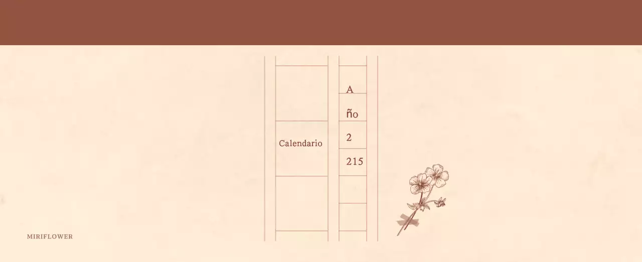 Un calendario sentimental de floristería en papel de lana marrón claro y marrón concepto