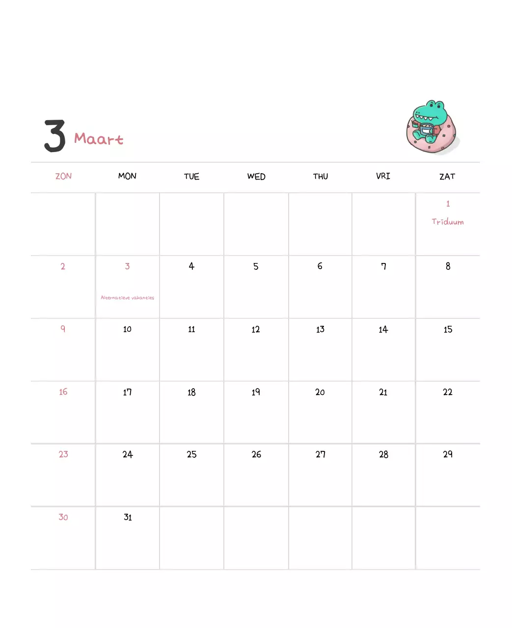 Een kalender met een schattig Ago-illustratieconcept