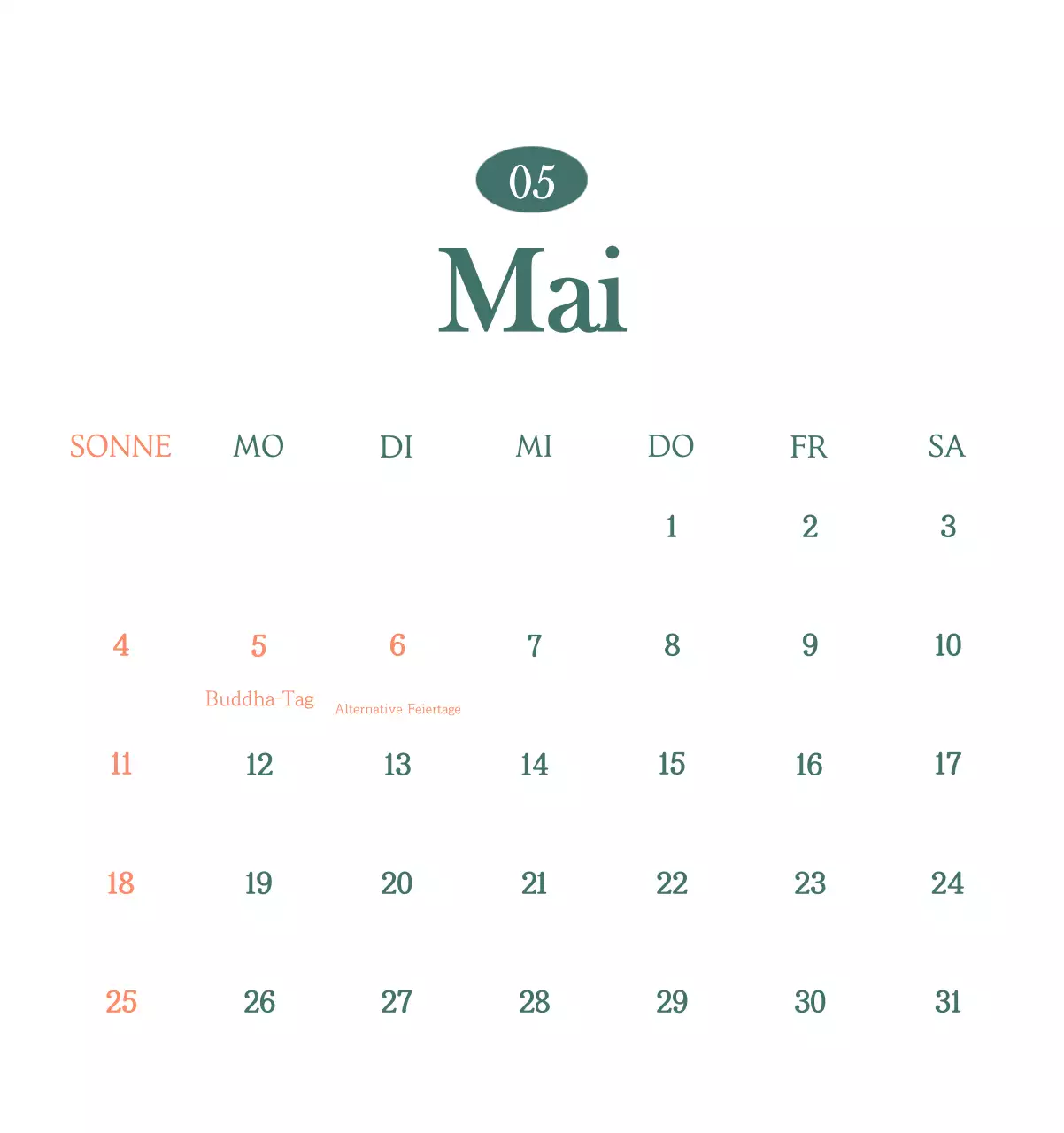 Ein moderner Café-Kalender mit Empfehlungen für das Getränk des Monats