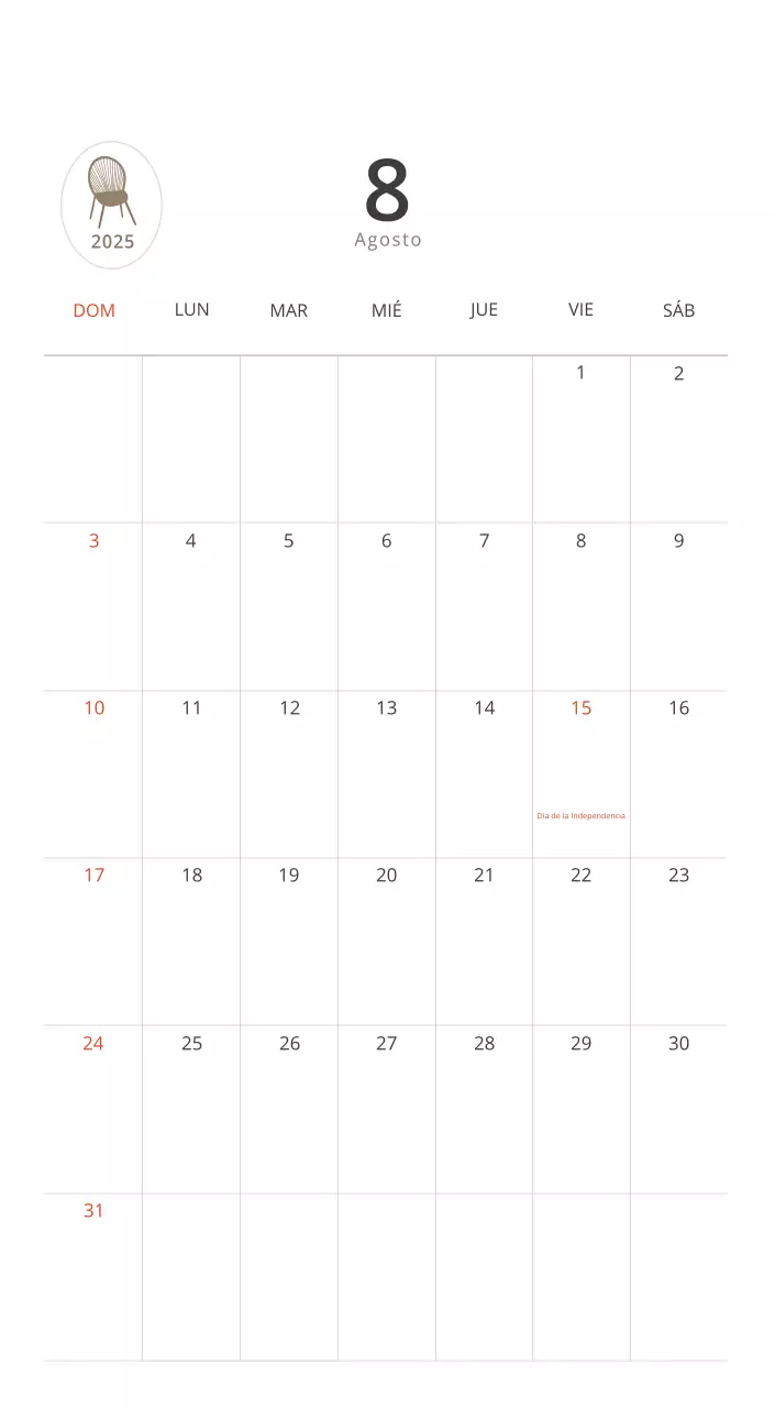 Calendario interior minimalista beige