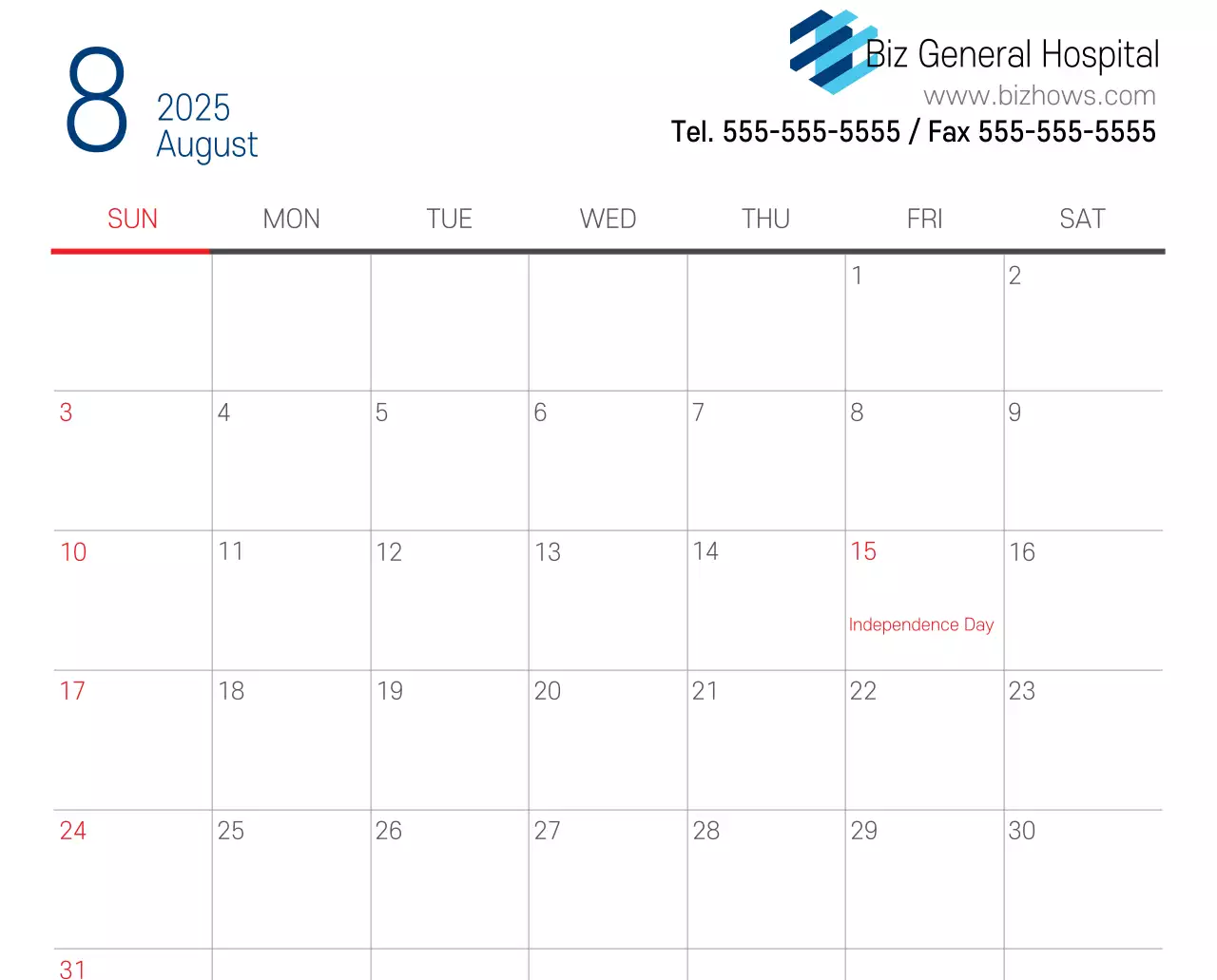 Kalender Promosi Rumah Sakit Sederhana Putih Angkatan Laut