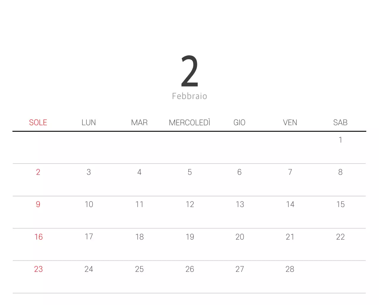 Calendario botanico naturale bianco e pulito