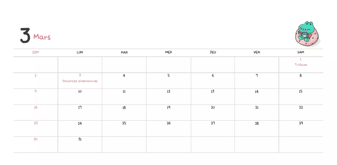 Un calendrier avec un concept d'illustration Ago mignon