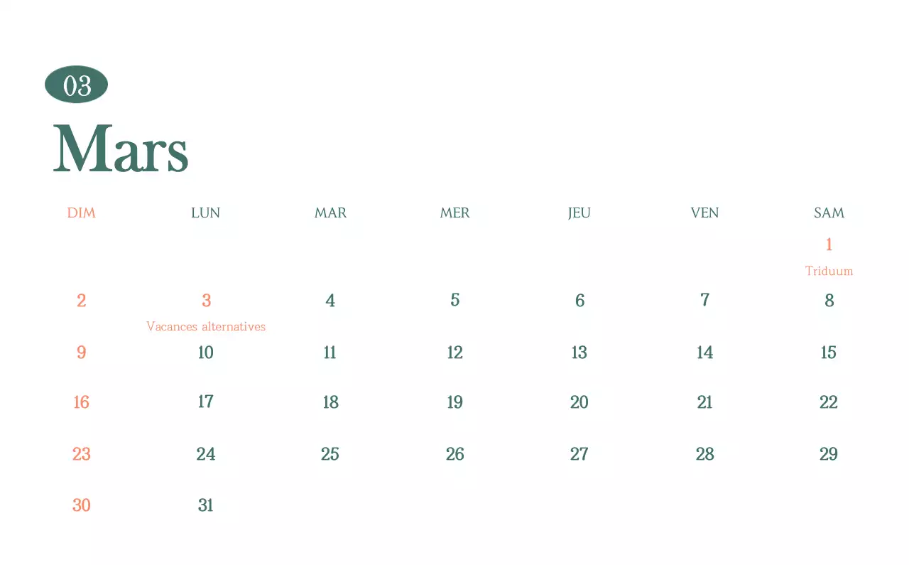 Un calendrier moderne pour les cafés avec des recommandations sur la boisson du mois.