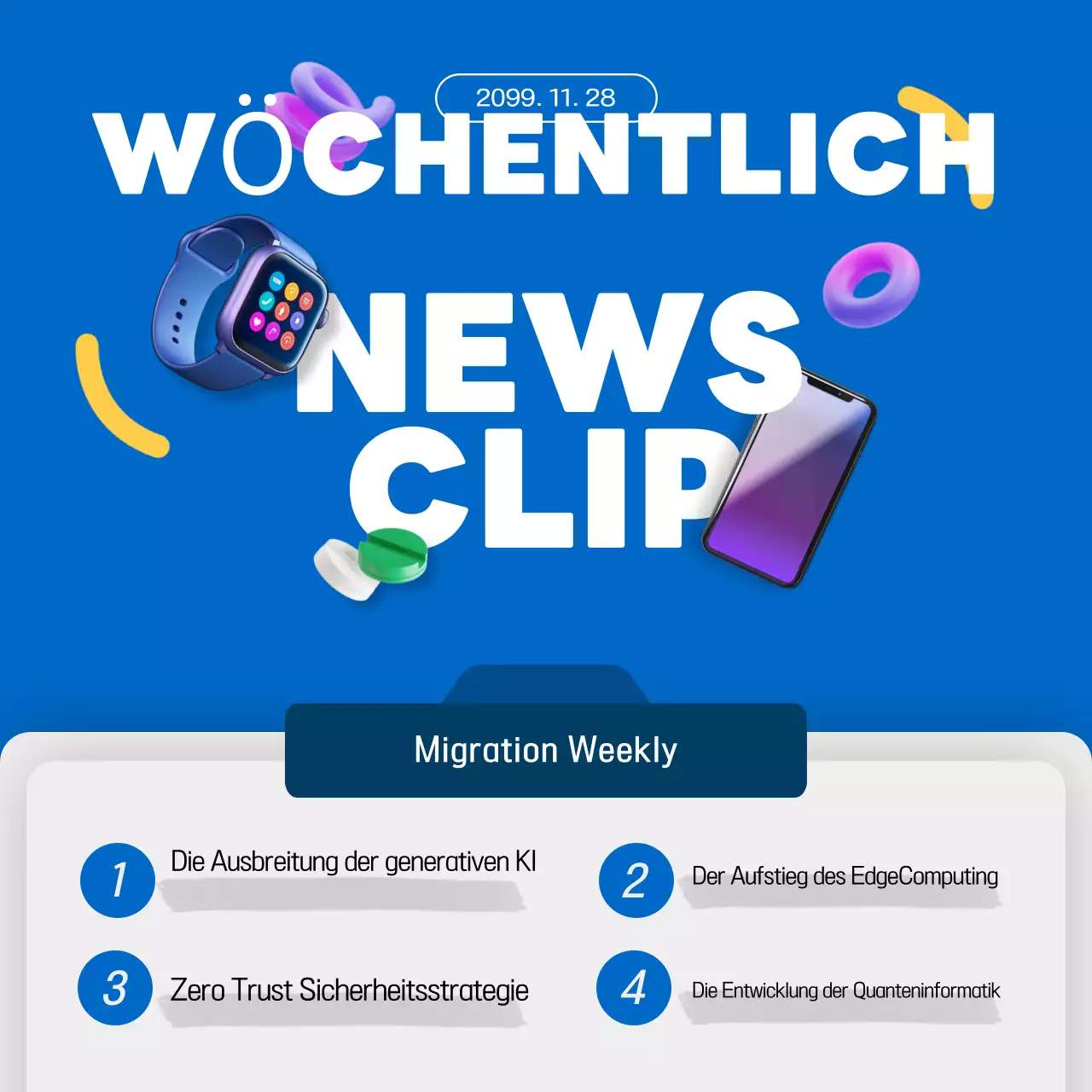 Über moderne Technologie Nachrichten in blau und weiß