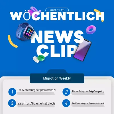 Über moderne Technologie Nachrichten in blau und weiß