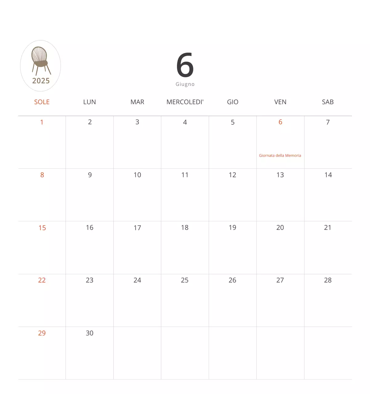Calendario interno minimalista beige
