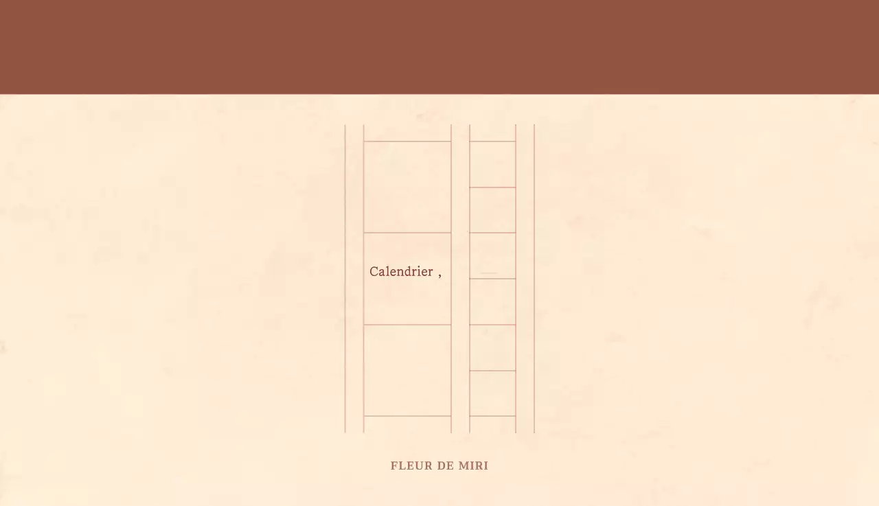 Calendrier sentimental de fleuriste en papier de laine marron clair et marron.