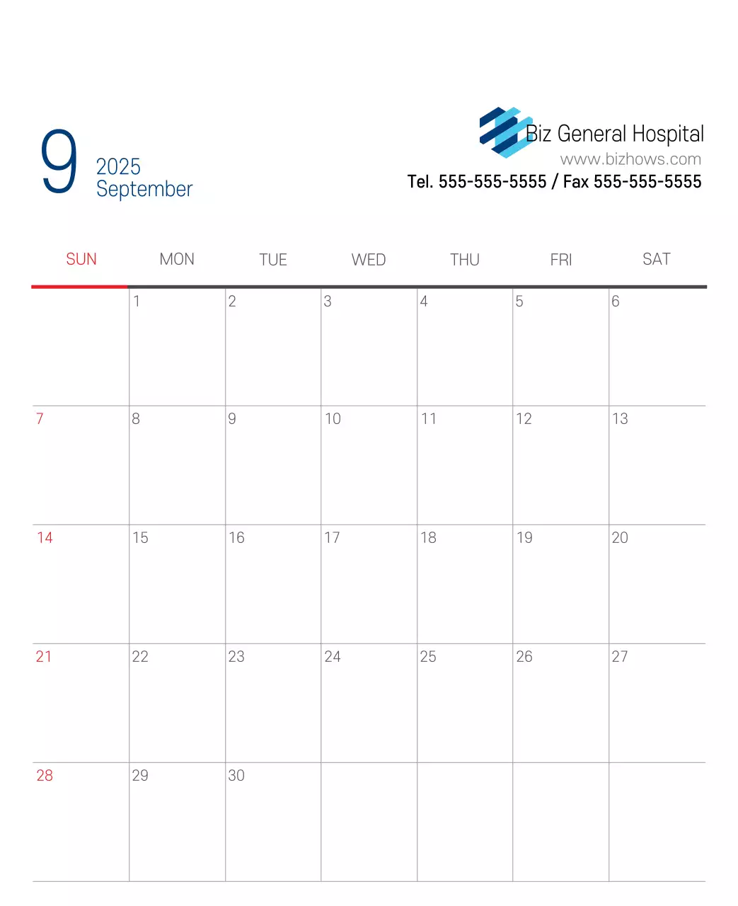 Kalender Promosi Rumah Sakit Sederhana Putih Angkatan Laut