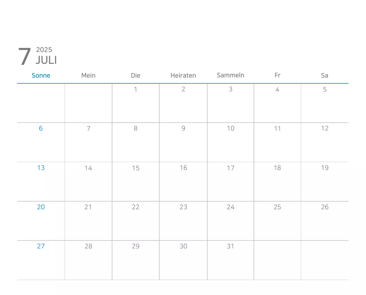 Blauer moderner Kalender Kalender