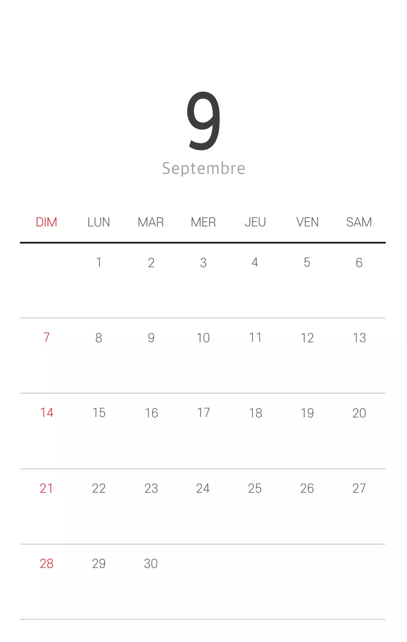 Calendrier botanique blanc et propre