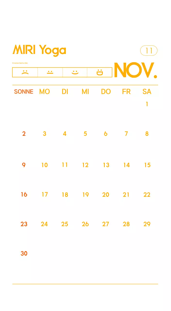 Orange Minimalistischer Yoga-Aktionskalender