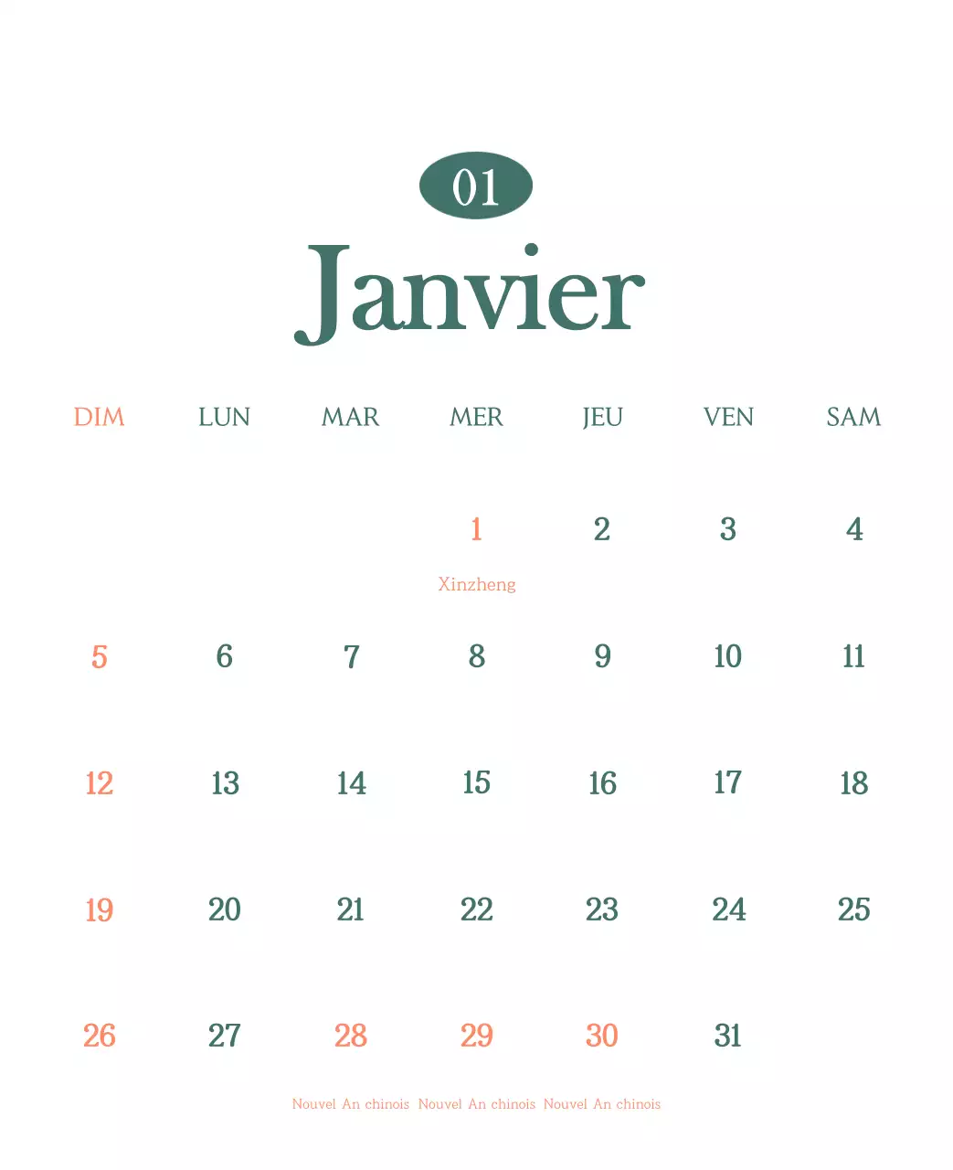 Un calendrier moderne pour les cafés avec des recommandations sur la boisson du mois.