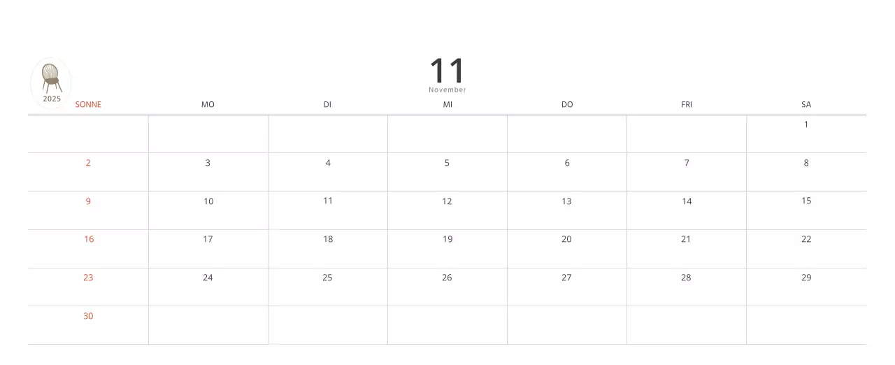 Beigefarbener minimalistischer Innenkalender