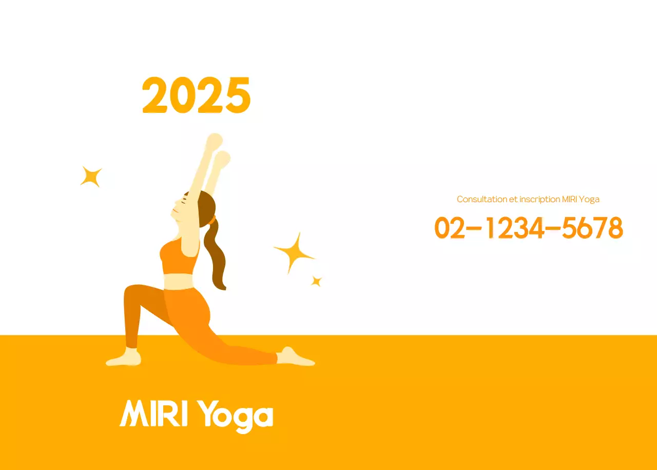 Calendrier promotionnel de yoga minimaliste orange