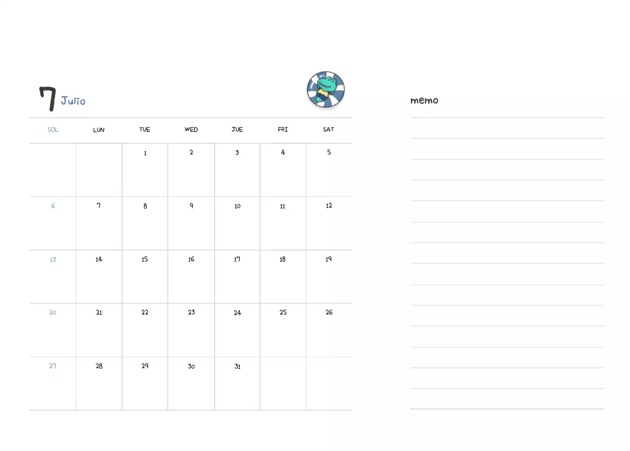 Un calendario con un bonito concepto de ilustración de Ago