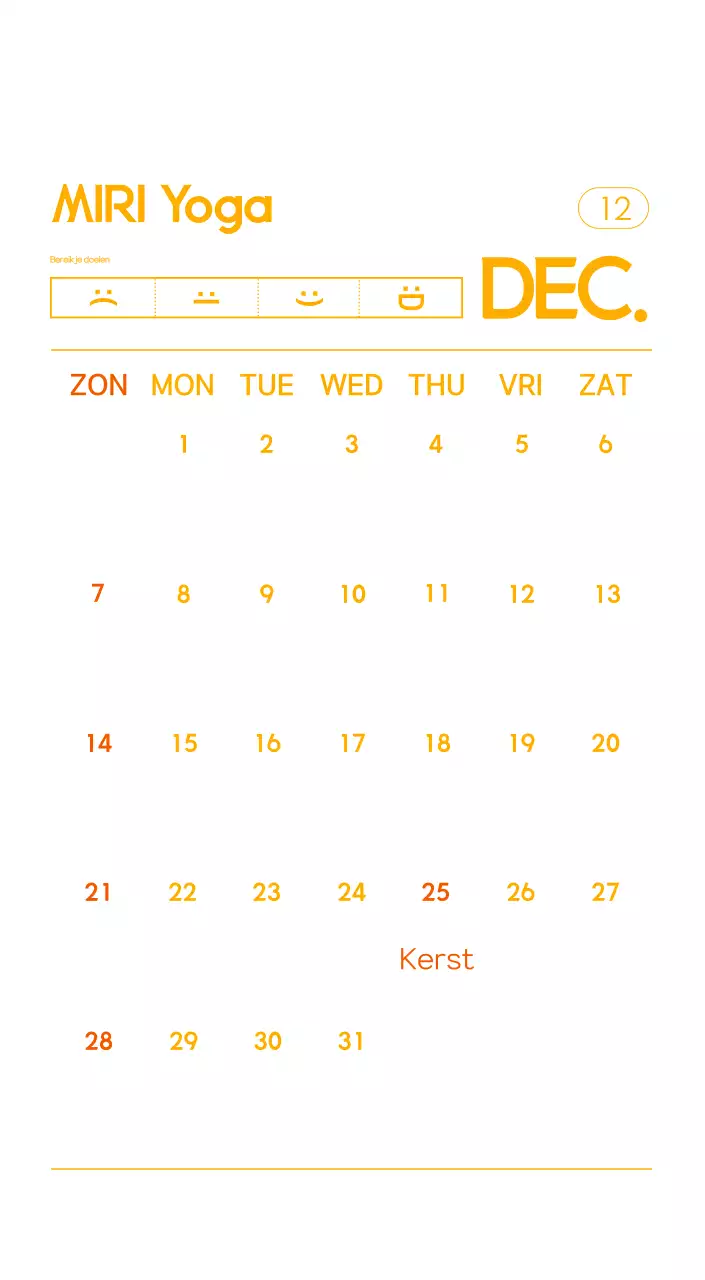 Oranje Minimalistische Yoga Promotiekalender