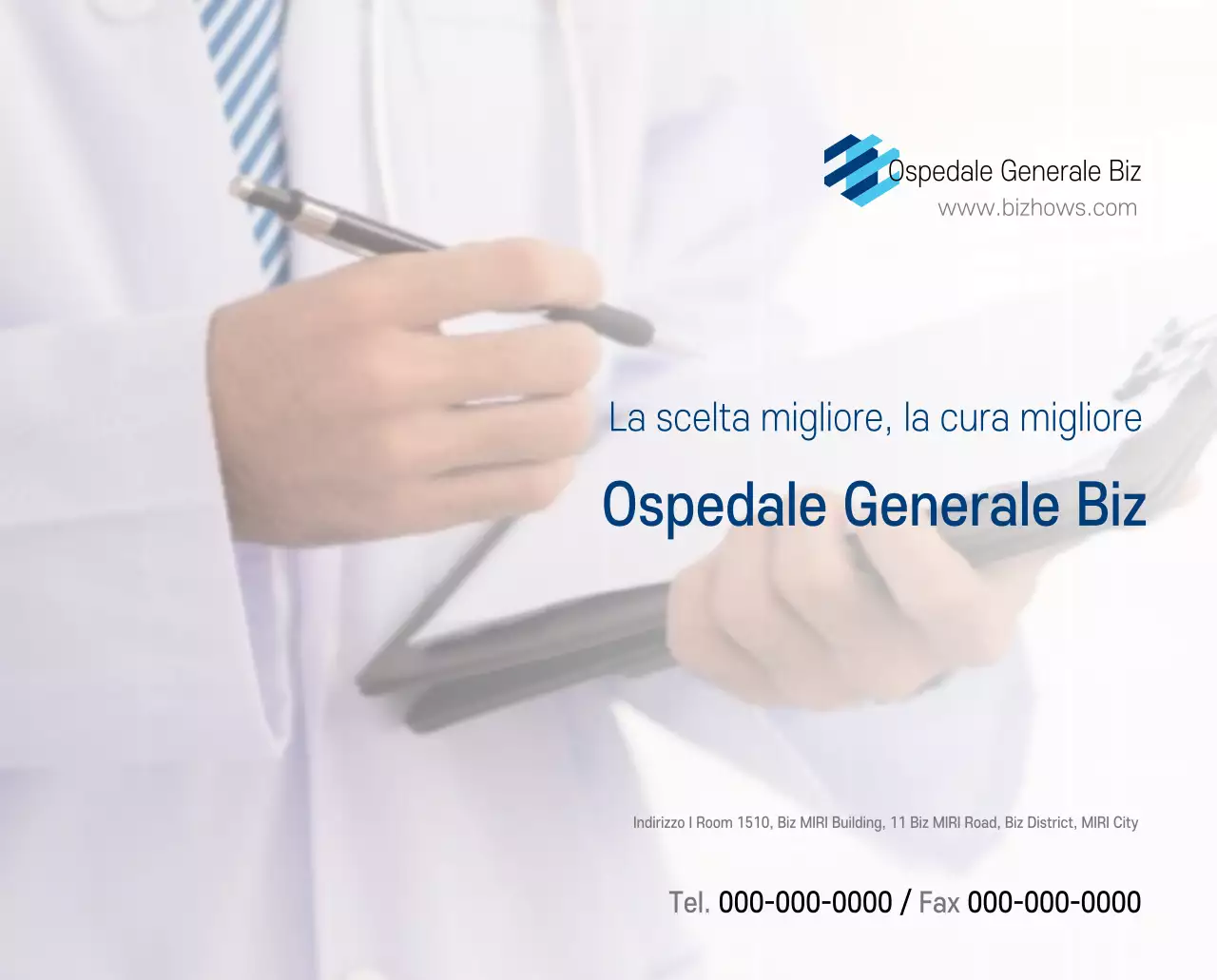 Calendario promozionale dell'ospedale semplice, bianco e blu