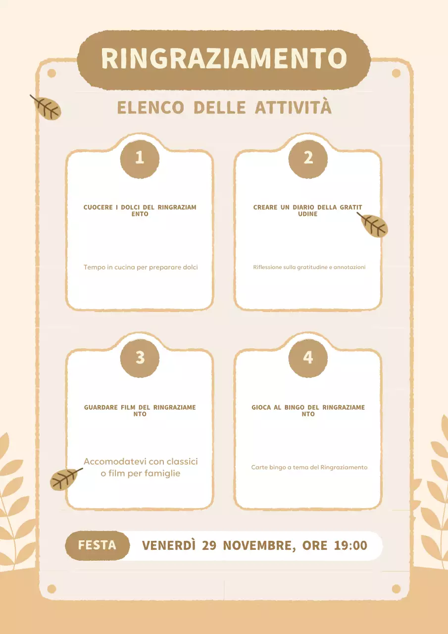 Guida alle attività del Ringraziamento pulito beige
