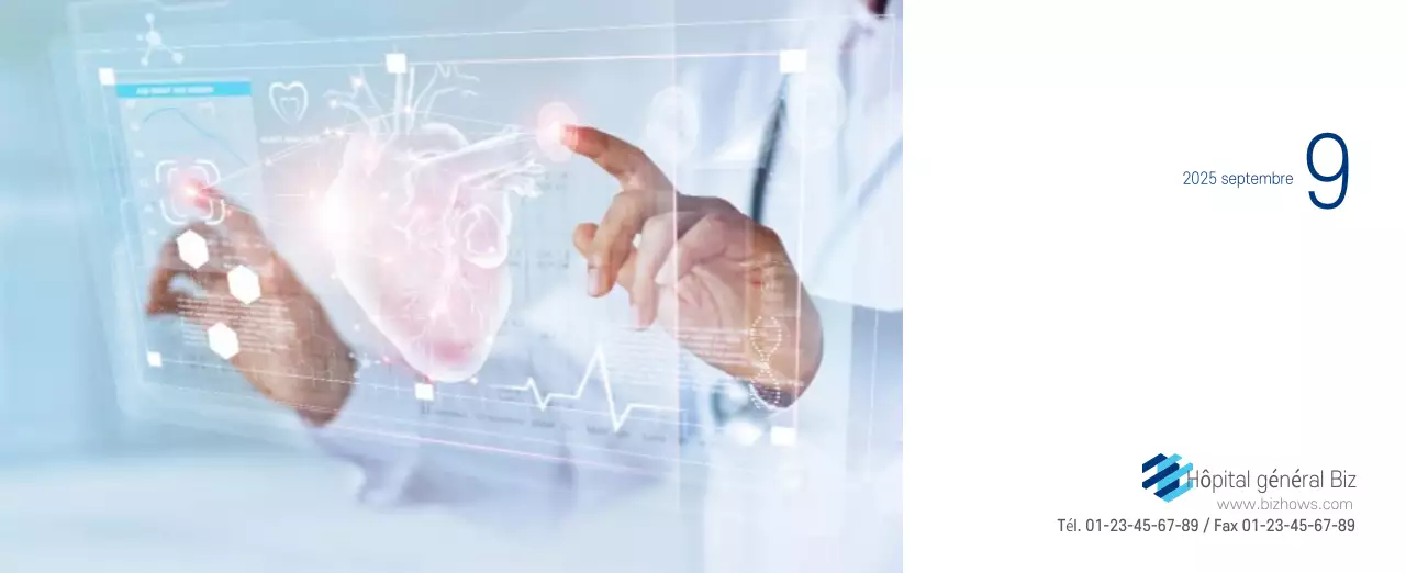 Calendrier promotionnel d'hôpital simple blanc marine