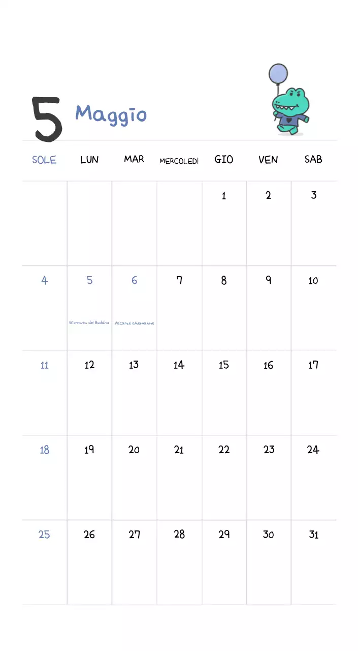 Un calendario con un simpatico concetto di illustrazione di Ago