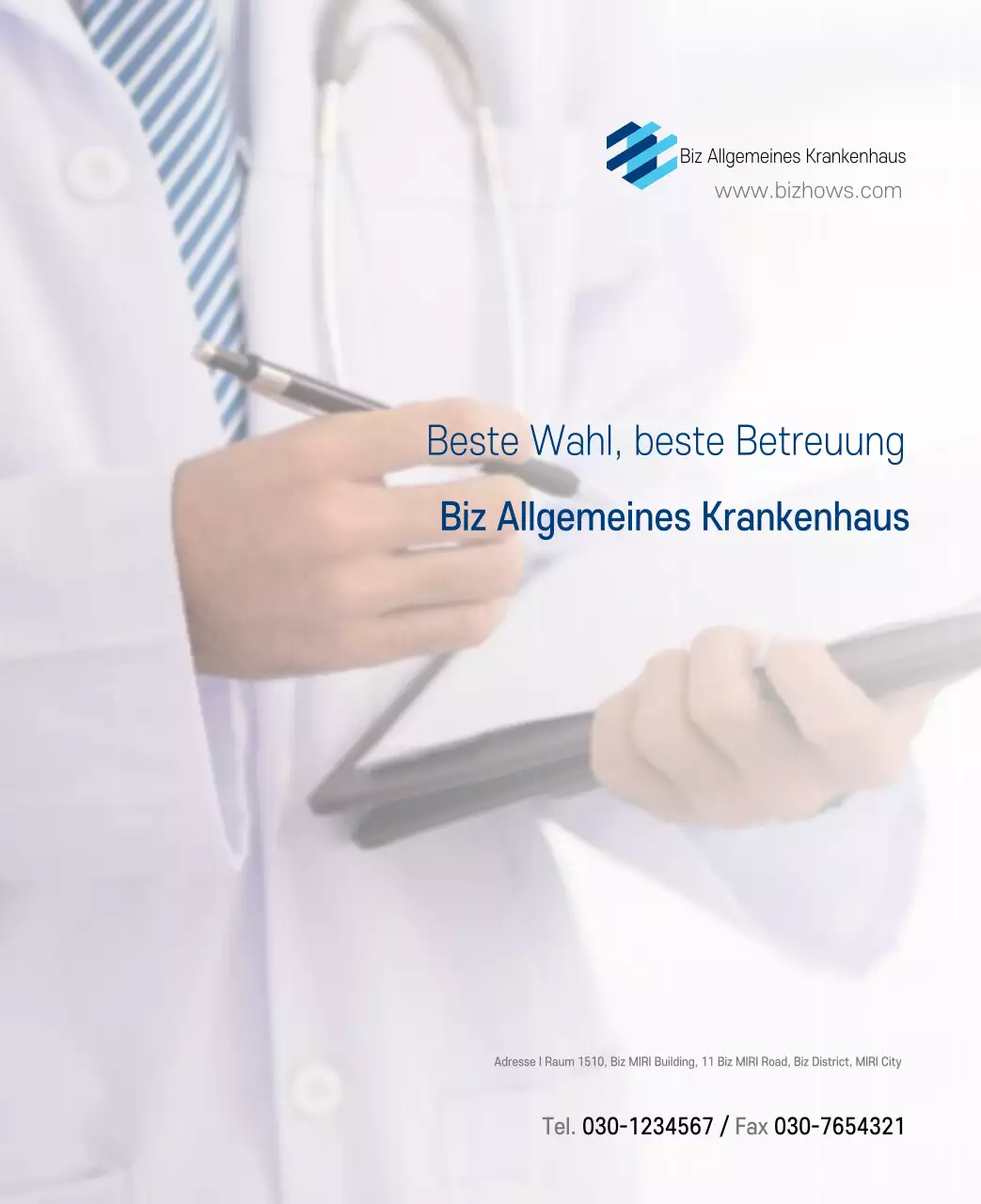 Marineblauer einfacher Krankenhaus-Werbekalender