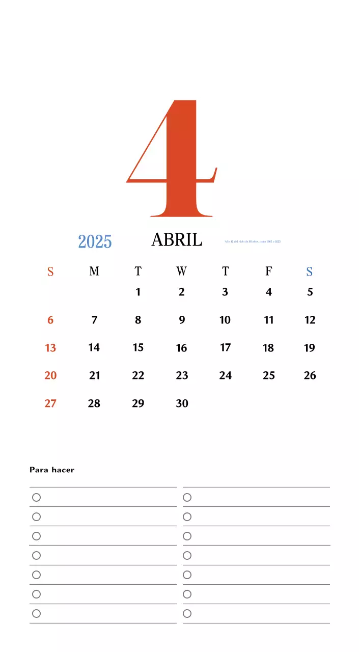 Calendario retro concept memory en rojo