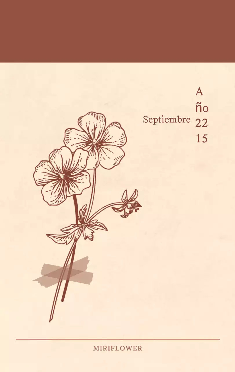 Un calendario sentimental de floristería en papel de lana marrón claro y marrón concepto
