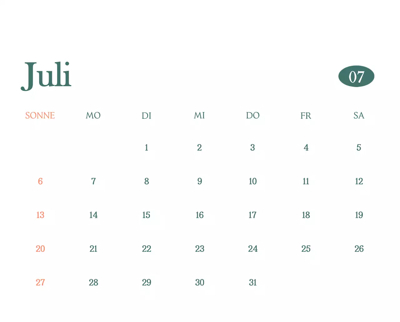 Ein moderner Café-Kalender mit Empfehlungen für das Getränk des Monats