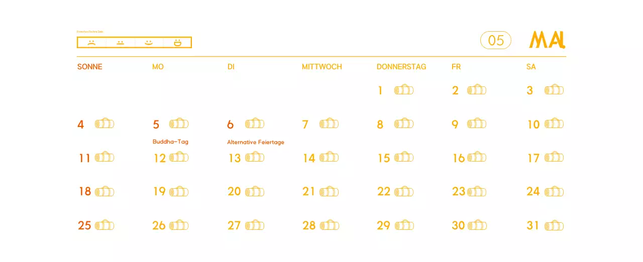 Orange Minimalistischer Yoga-Aktionskalender