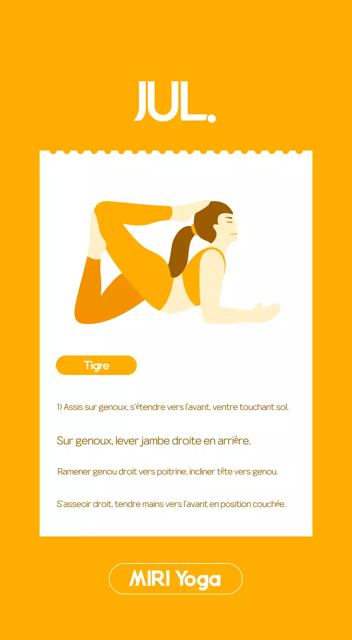 Calendrier promotionnel de yoga minimaliste orange