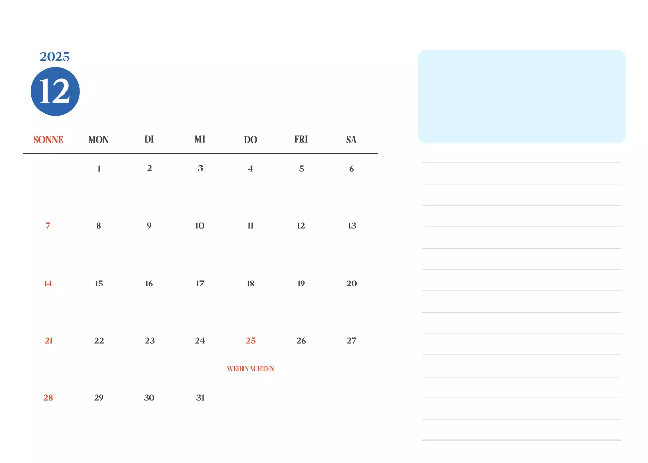 Blauer moderner Krankenhauskalender