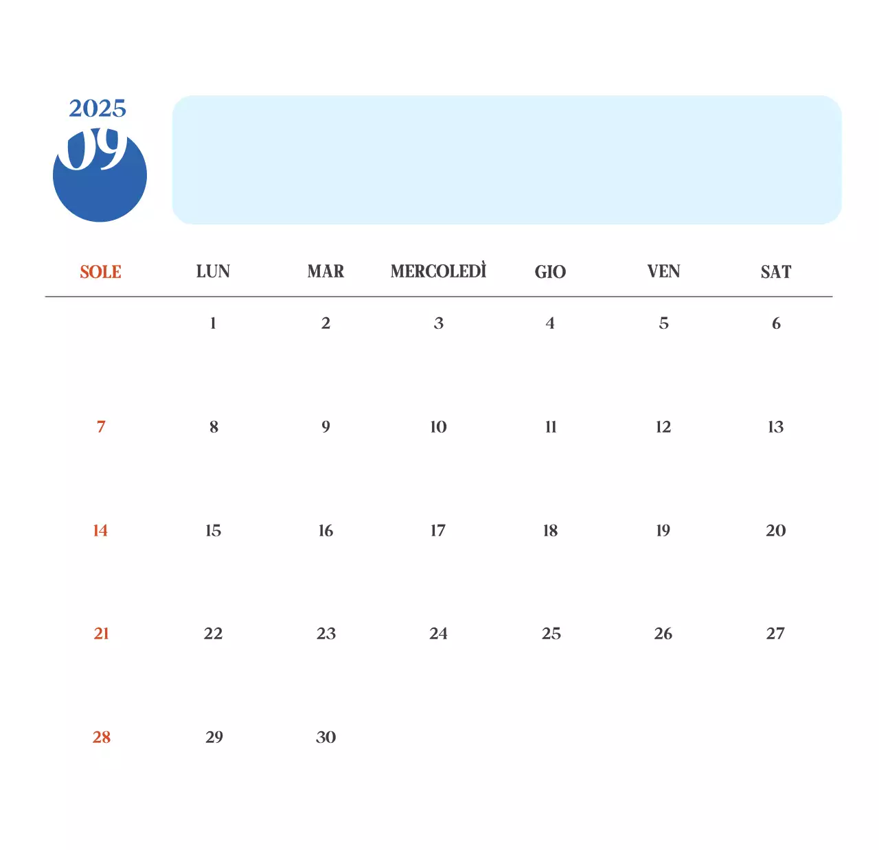 Calendario ospedaliero moderno blu