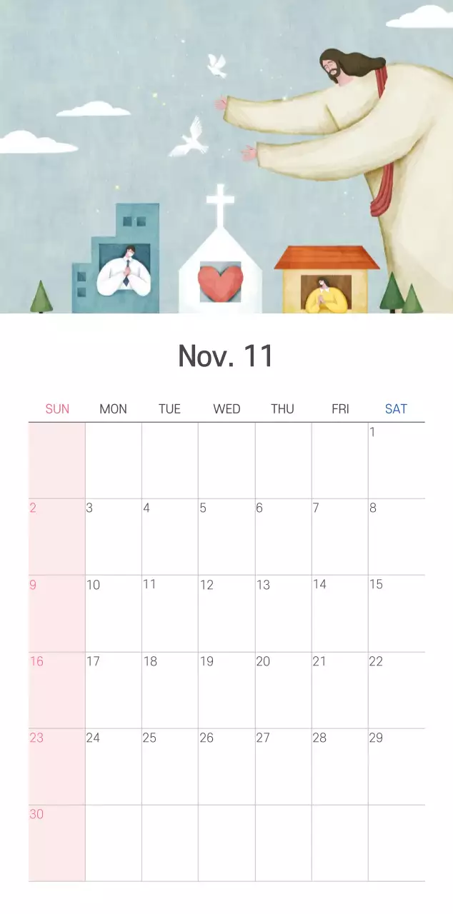 Ilustrasi gereja yang bersih dengan warna pastel