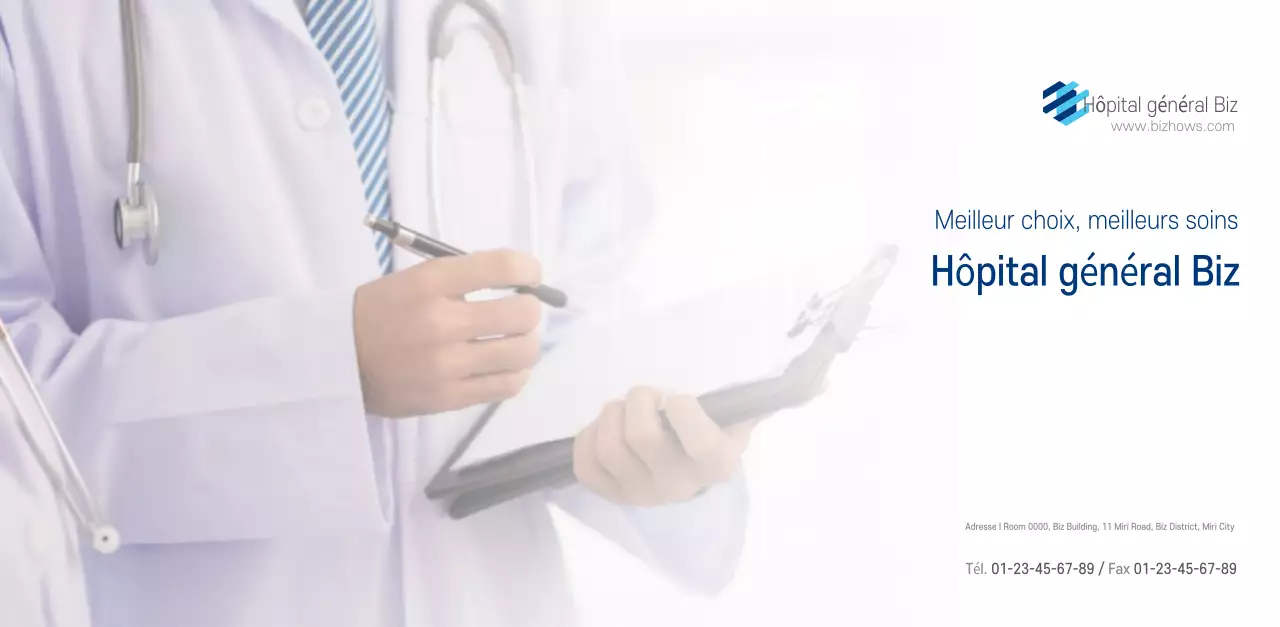 Calendrier promotionnel d'hôpital simple blanc marine