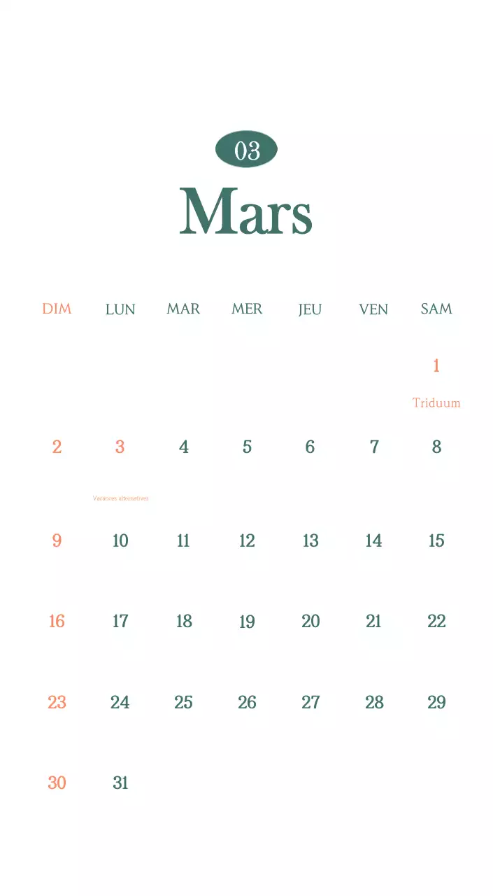 Un calendrier moderne pour les cafés avec des recommandations sur la boisson du mois.