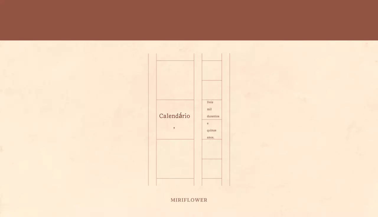 Um calendário de florista sentimental em conceito de papel de trama castanho claro e castanho