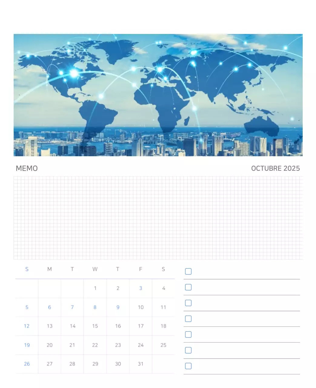 Calendario moderno azul