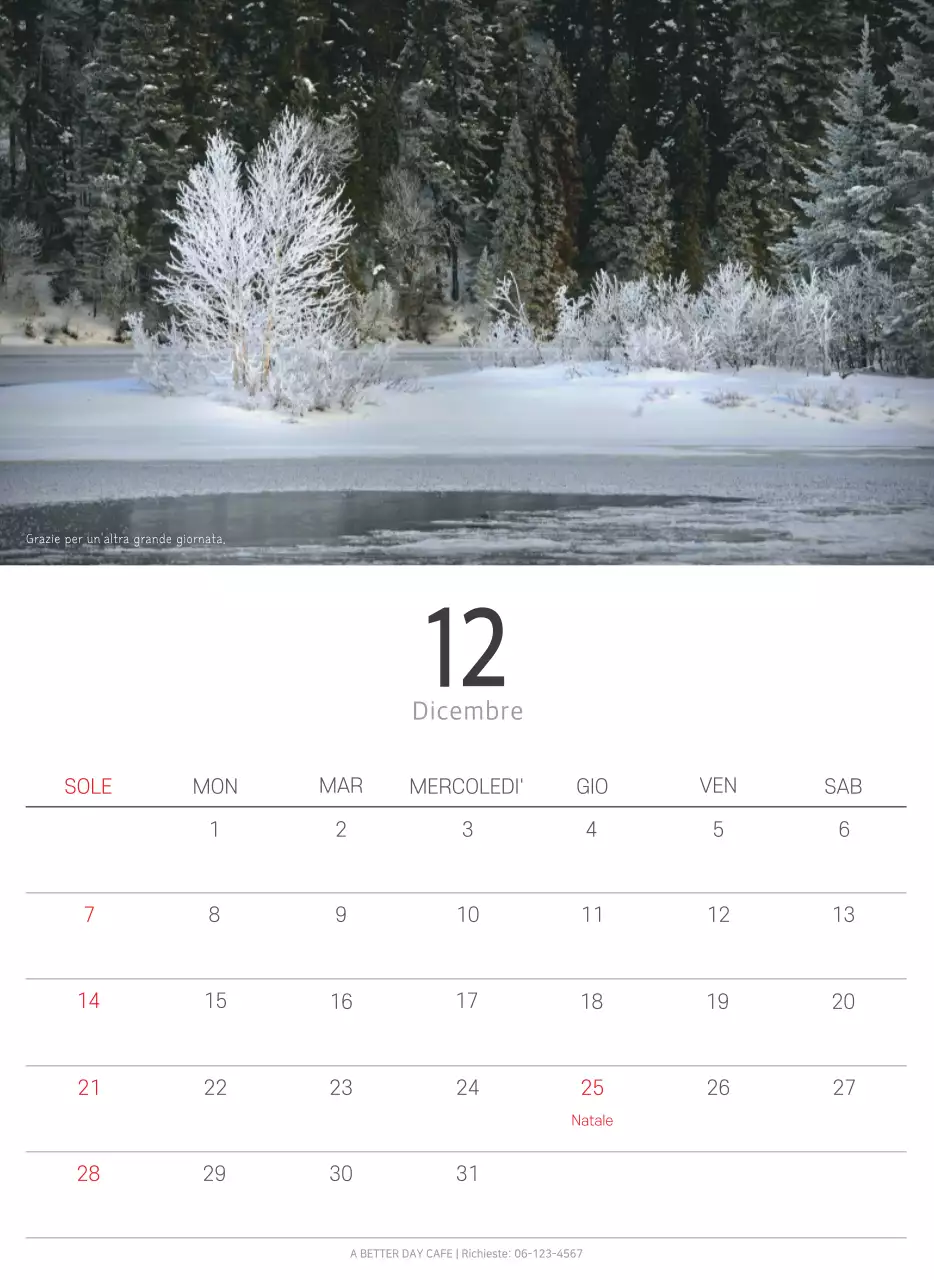 Calendario botanico naturale bianco e pulito