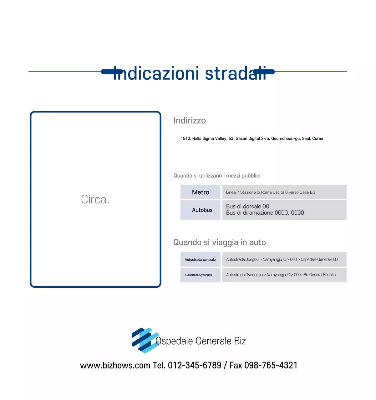Calendario promozionale dell'ospedale semplice, bianco e blu